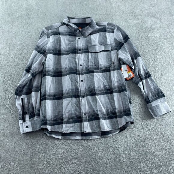 Bass Outdoor Heather Grey Stretch Flannel Shirt M Long Sleeve Button-Up NWT 4741 - Picture 1 of 9